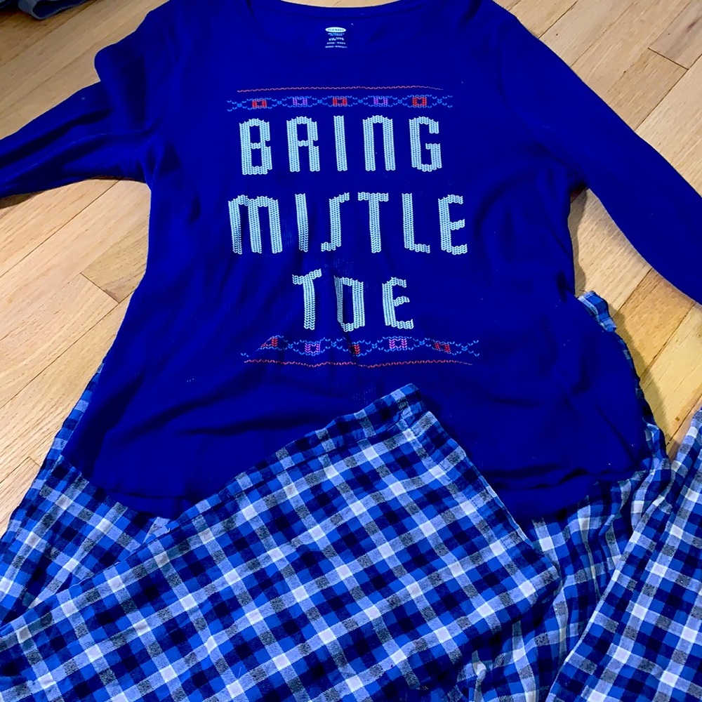 XL & XXL Blue “Bring Mistletoe” Christmas Pj Set